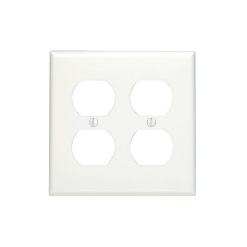 Leviton 88016, Standard, 2-Gang, White, 2-Duplex Receptacle, Wallplate, 1pc