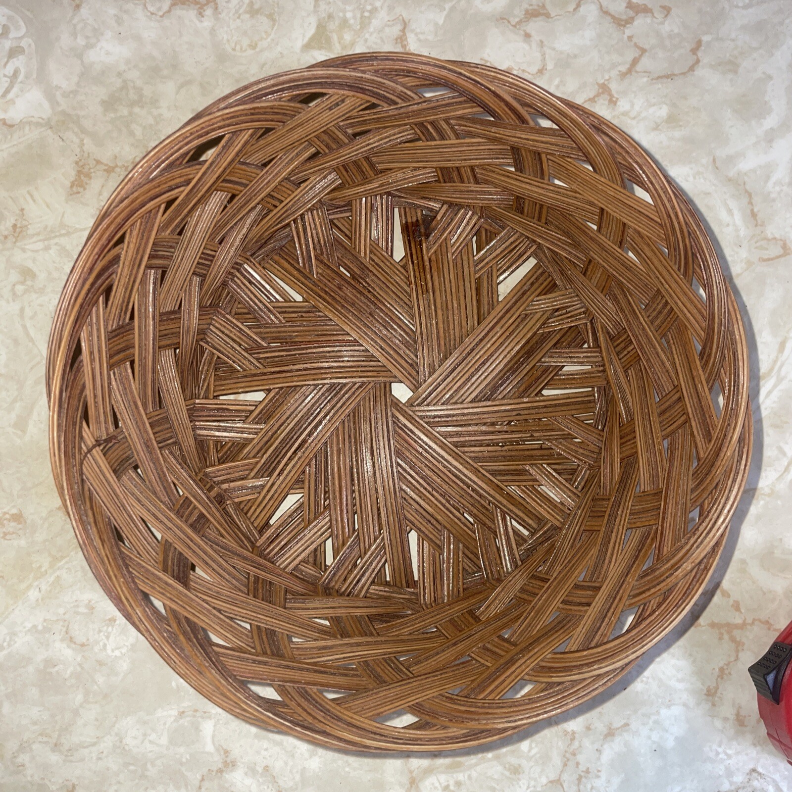 Perfect Vintage Rattan 8” Round Basket, 2 3/4” Deep