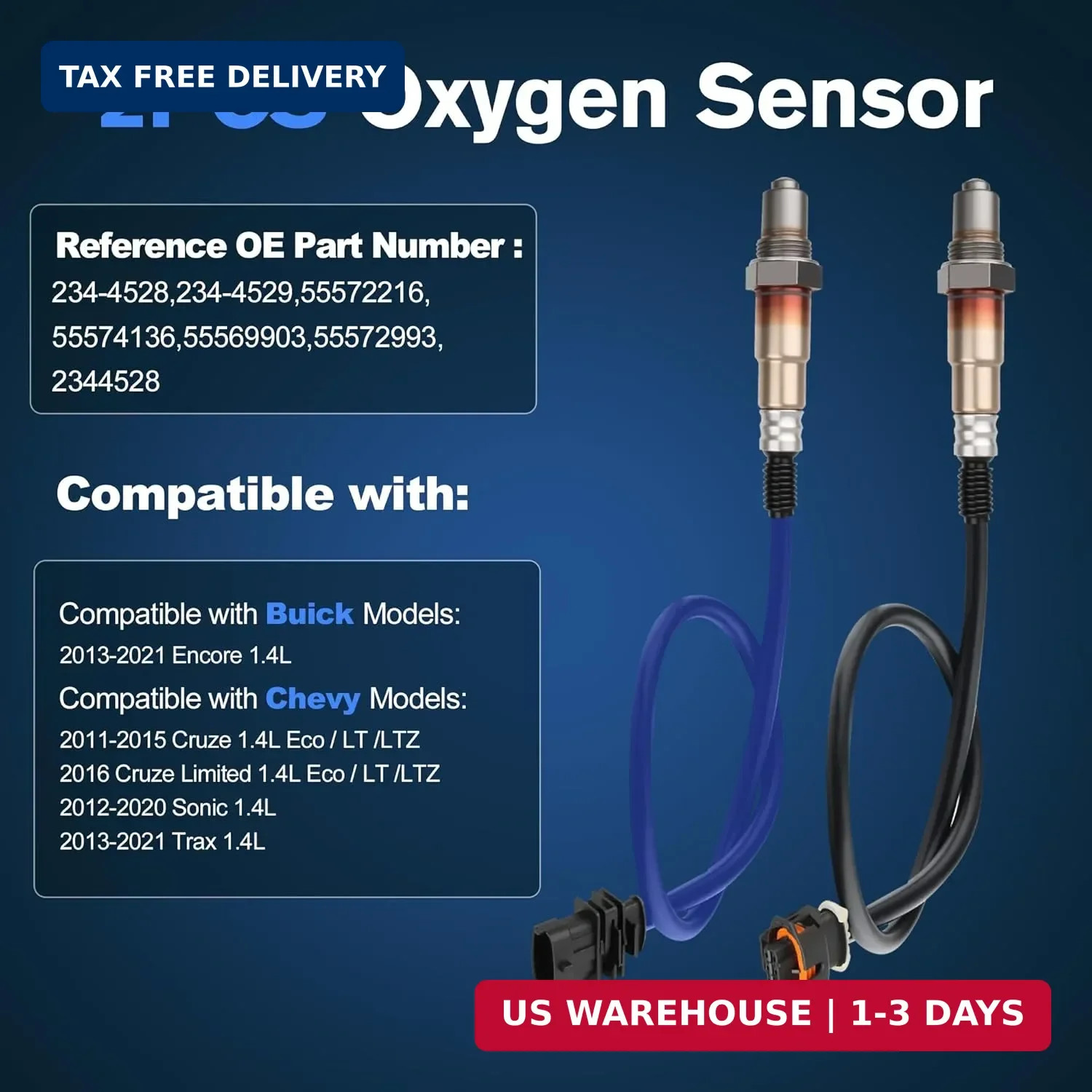 2pcs Oxygen Sensor Upstream Downstream Compatible with Chevy Cruze 2011-2016 Che