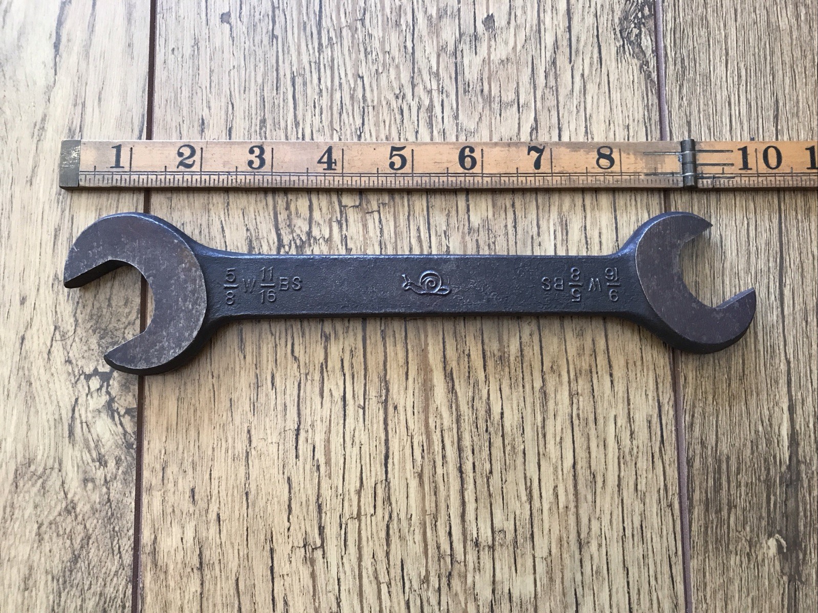 A Vintage Snail Brand 5/8” X 9/16” Whitworth Spanner Classic Car Tool.