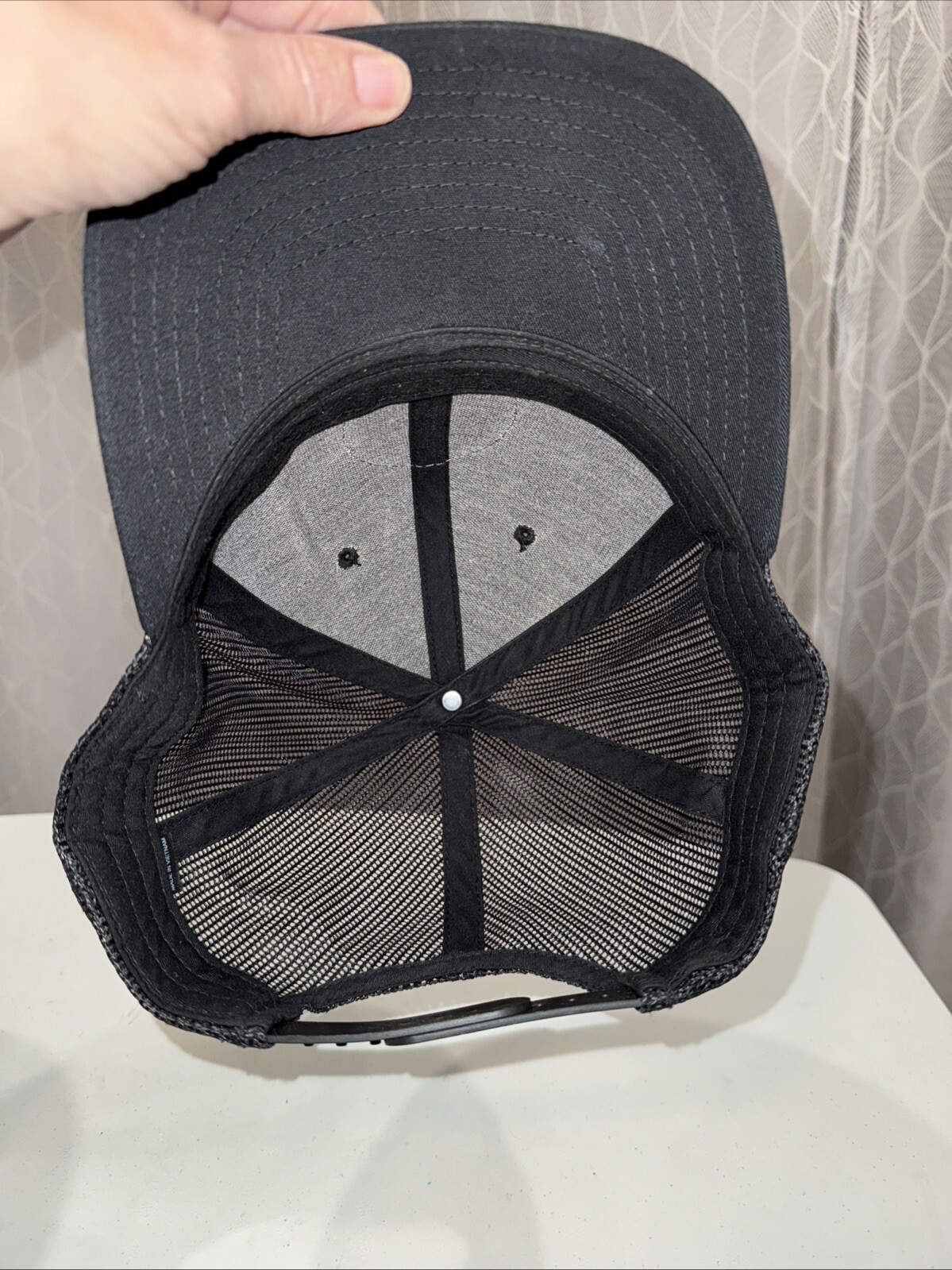 GG Good Guy Inc MMXVI Black patch on Black Trucker Hat Cap Black Mesh EUC
