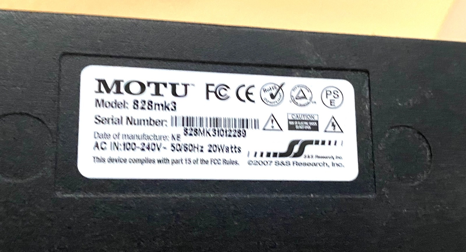 Motu 828mk3 Digital Audio Interface DEAD