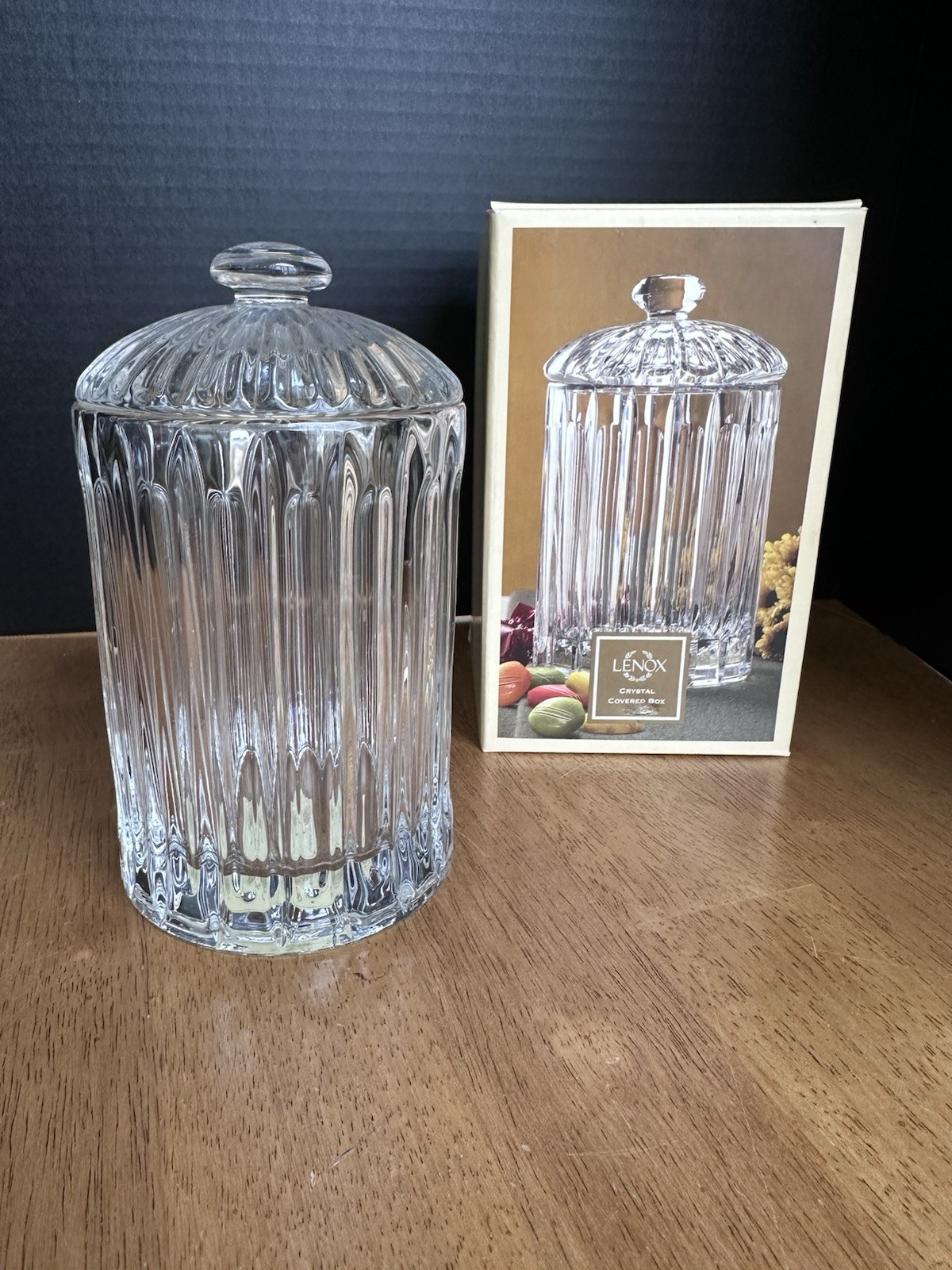 LENOX 7" Clear Crystal Covered Box/Jar in Original Box #6344964