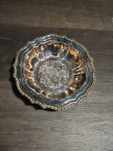 VINTAGE ITALY HMC AVON SILVERPLATE CANDY TRINKET DISH BOWL 6" ORNATE DESIGN