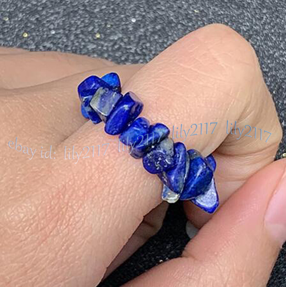 Natural Multicolor Gemstone Irregular Gravel Chip Beads Adjustable Stretchy Ring