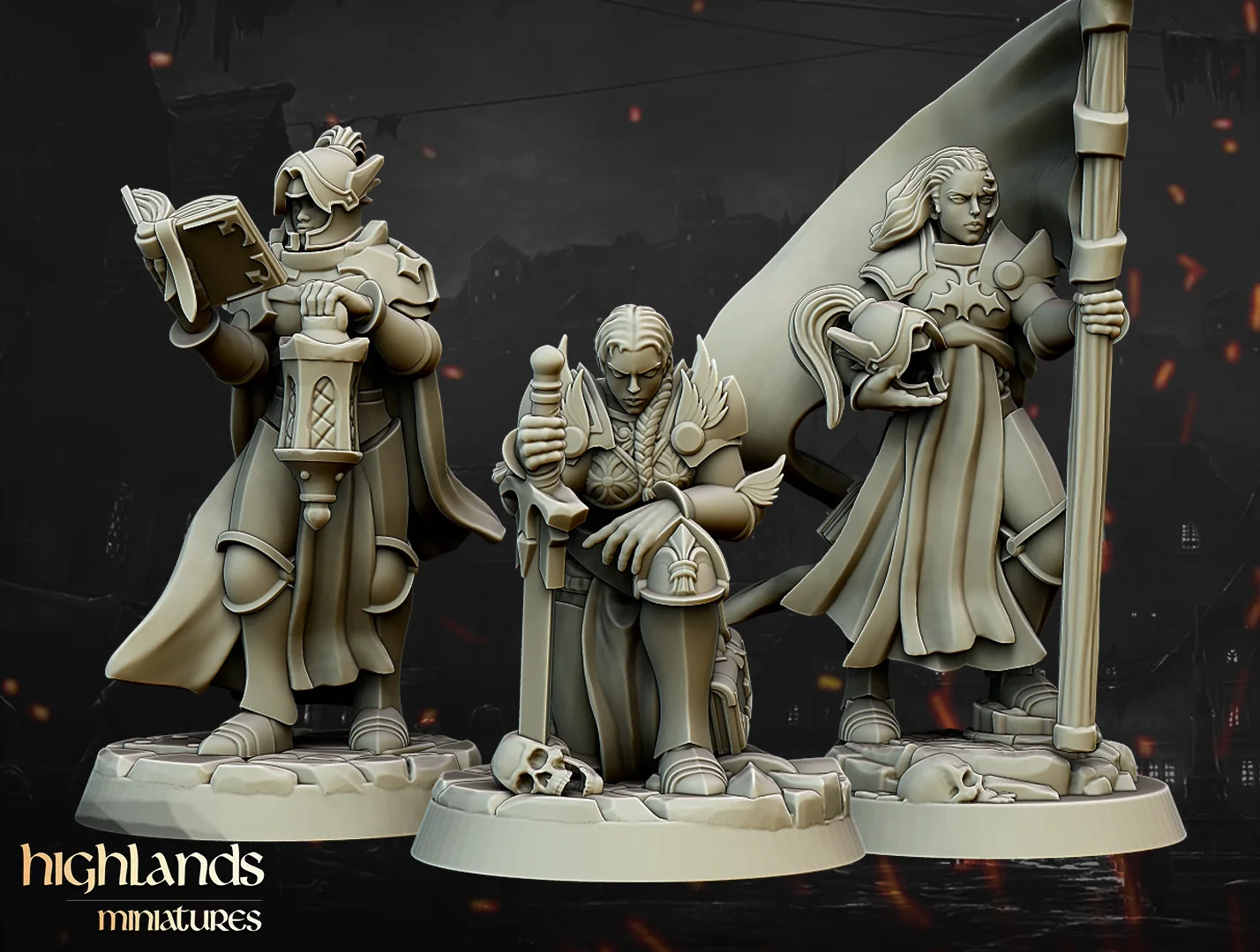 Warriors of the Lady Command Group (Set of 3) - 28-32mm Resin Tabletop Minia