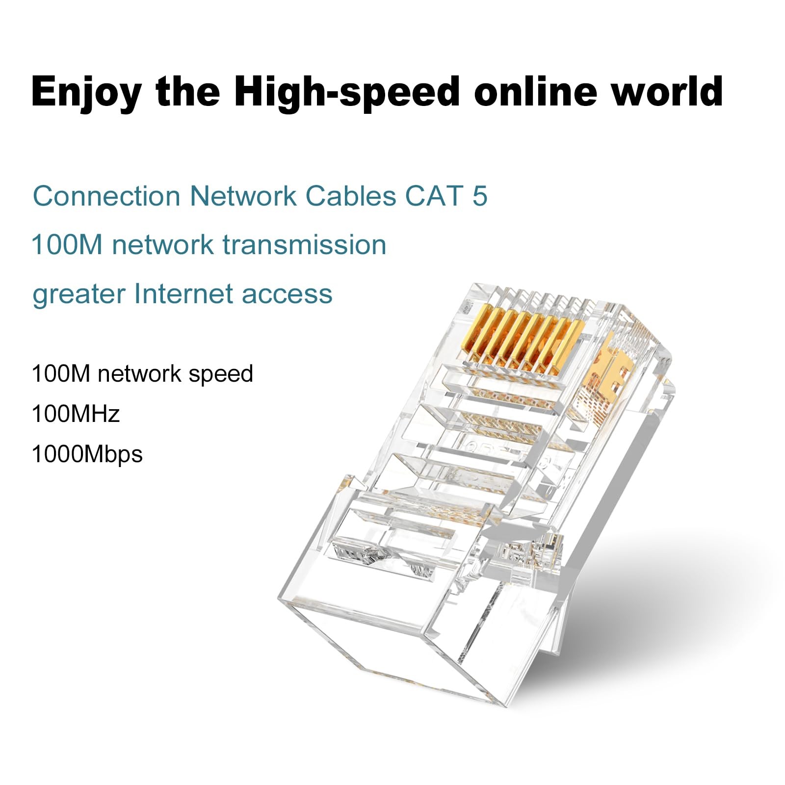 RJ45 Connector Pass Through Cat5E Modular Plug Network Adapter Cable 50 PCS