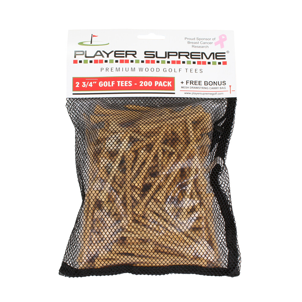 2 3/4" Player Supreme Premium Wood Golf Tee - 200 Pack (Natural)