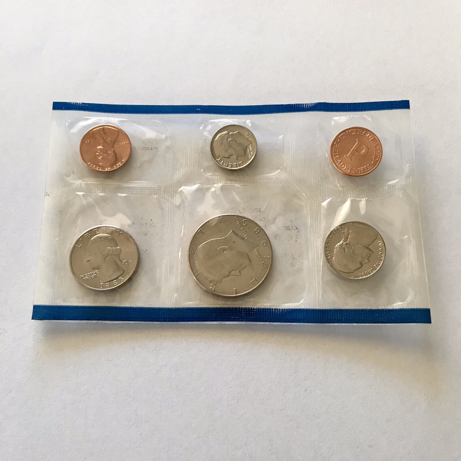 1985 Uncirculated Coin Set 5 Vintage Coins P Mint Marker USA Currency Money