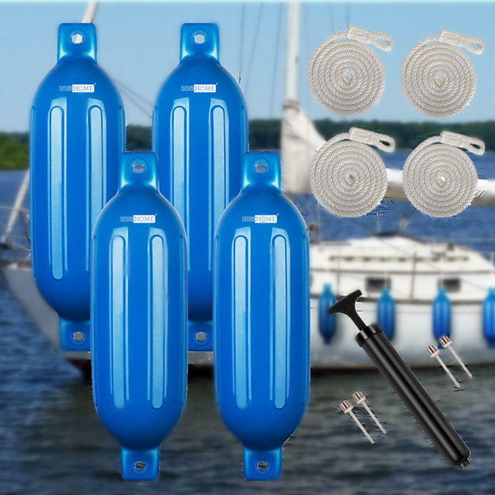4 Ribbed PVC Boat Fender Vinyl Bumper Marine Dock Shield Protection 6.5"x24"