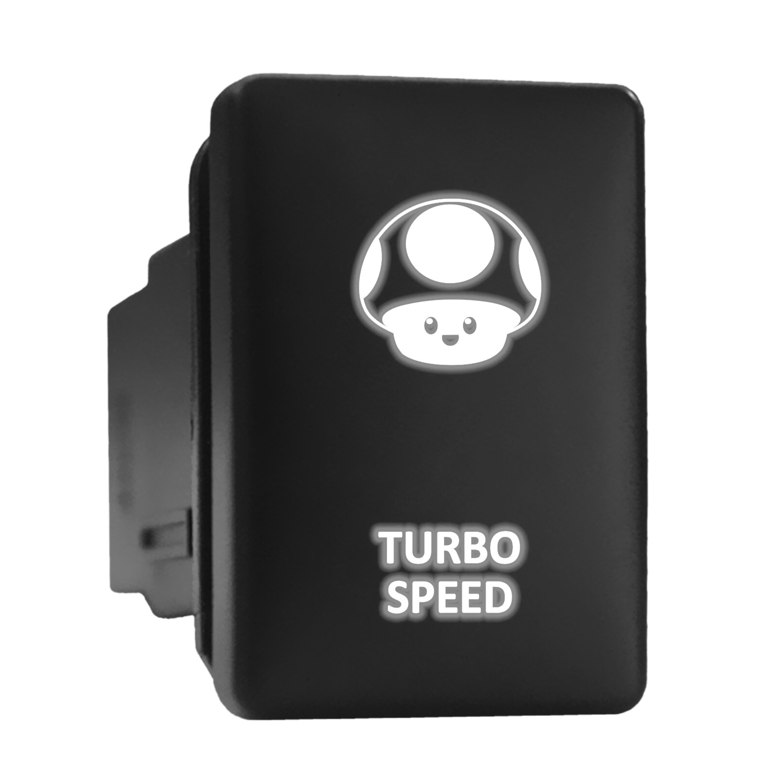 TURBO SPEED White Backlit Switch Short Push Button 1.28"x 0.87" (Fit: Toyota)