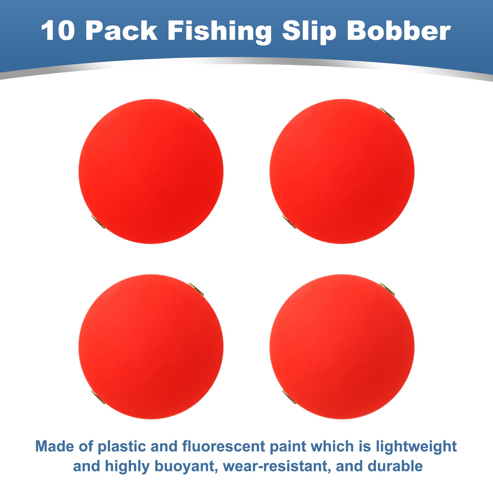 Fishing Bobbers Floats 1.2 Inch Dia, 10 Pcs Fishing Rig Float Slip Stopper, Red