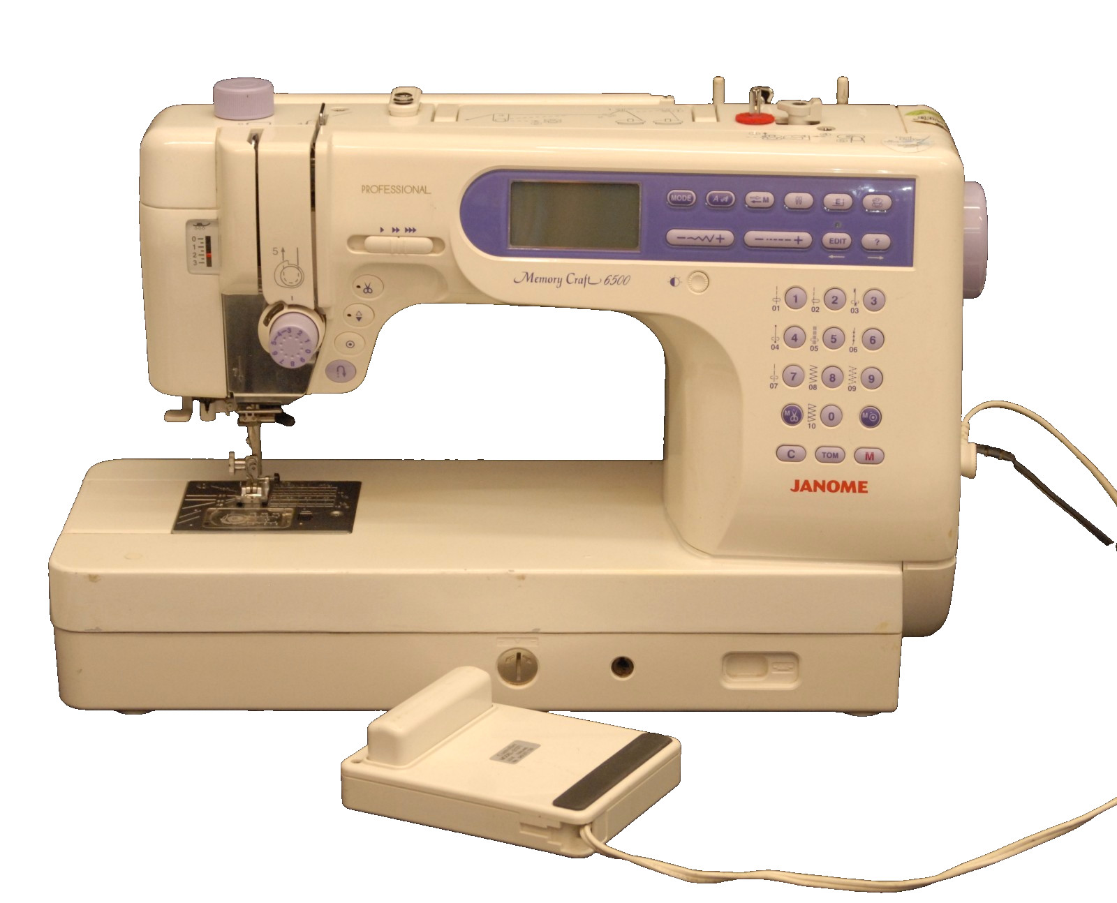 JANOME MEMORY CRAFT MC6500 COMPUTER SEWING MACHINE W/ CONTROLLER PEDAL WORKS
