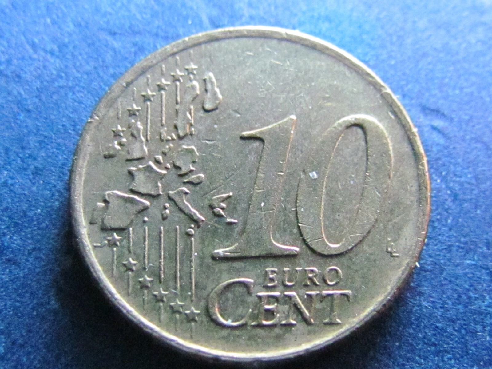 2001 Netherlands 10 euro cents, first type, Queen Beatrix, AU