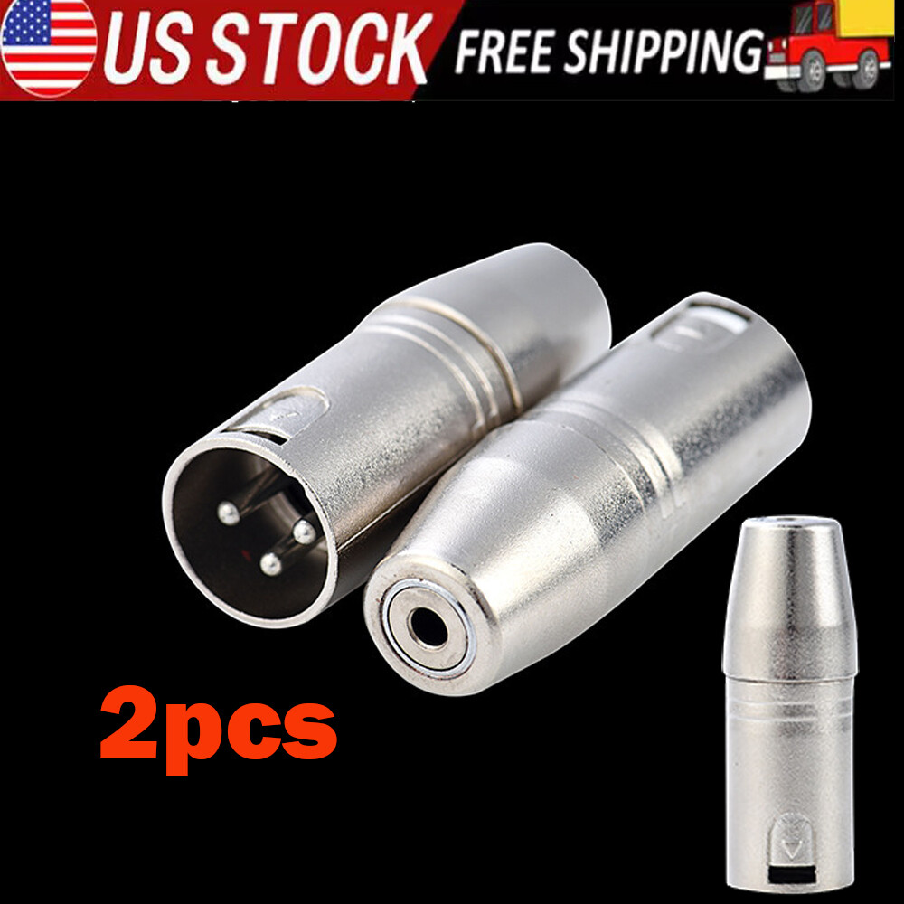 2X Balanced 3-Pin XLR Male to 3.5mm TRS Stereo Female Audio Adapter DJ Mixer