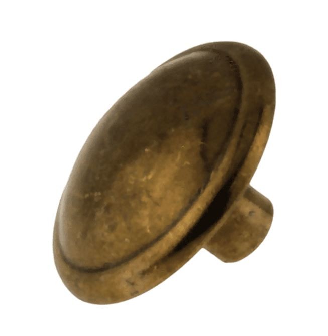 1-1/4" Vintage Button Knob Polished Antiqued Brass