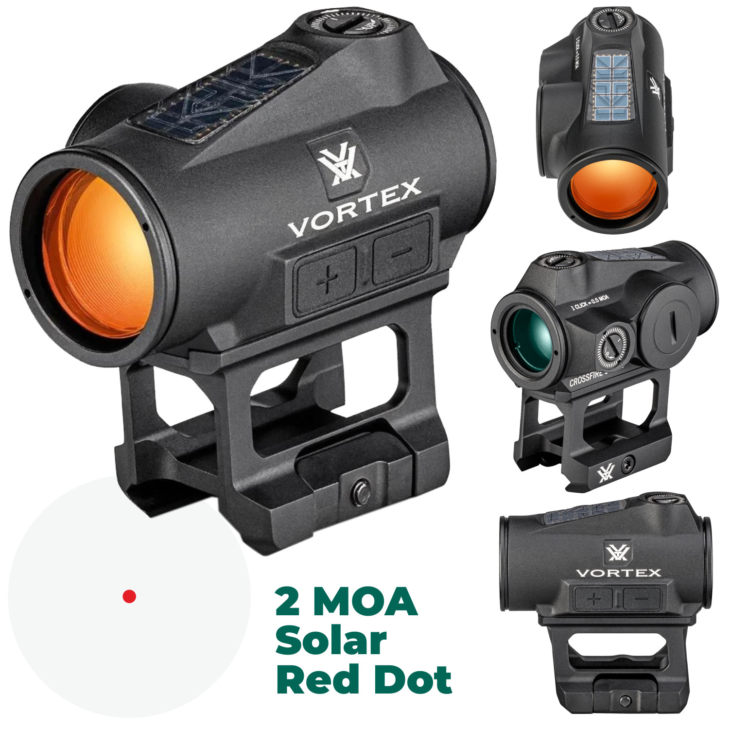 Vortex Optics Crossfire II 2 MOA Solar Red Dot Black CF2-RD2-SLR with Camo Cap