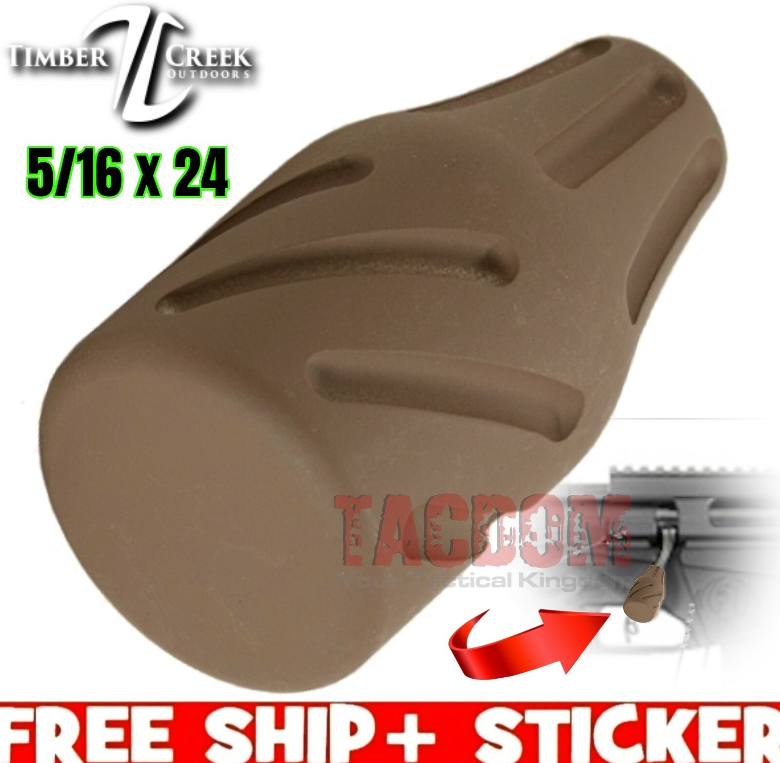 Timber Creek Outdoors Billet Alumin Bolt Action Knob 5/16x24 thread FDE Cerakote