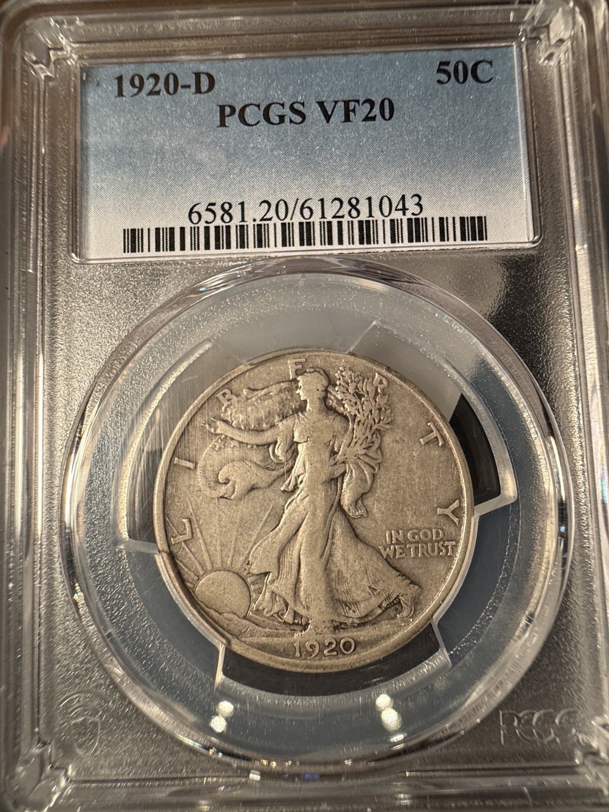 1920-D Walking Liberty Half Dollar, VF20. PCGS (14124)