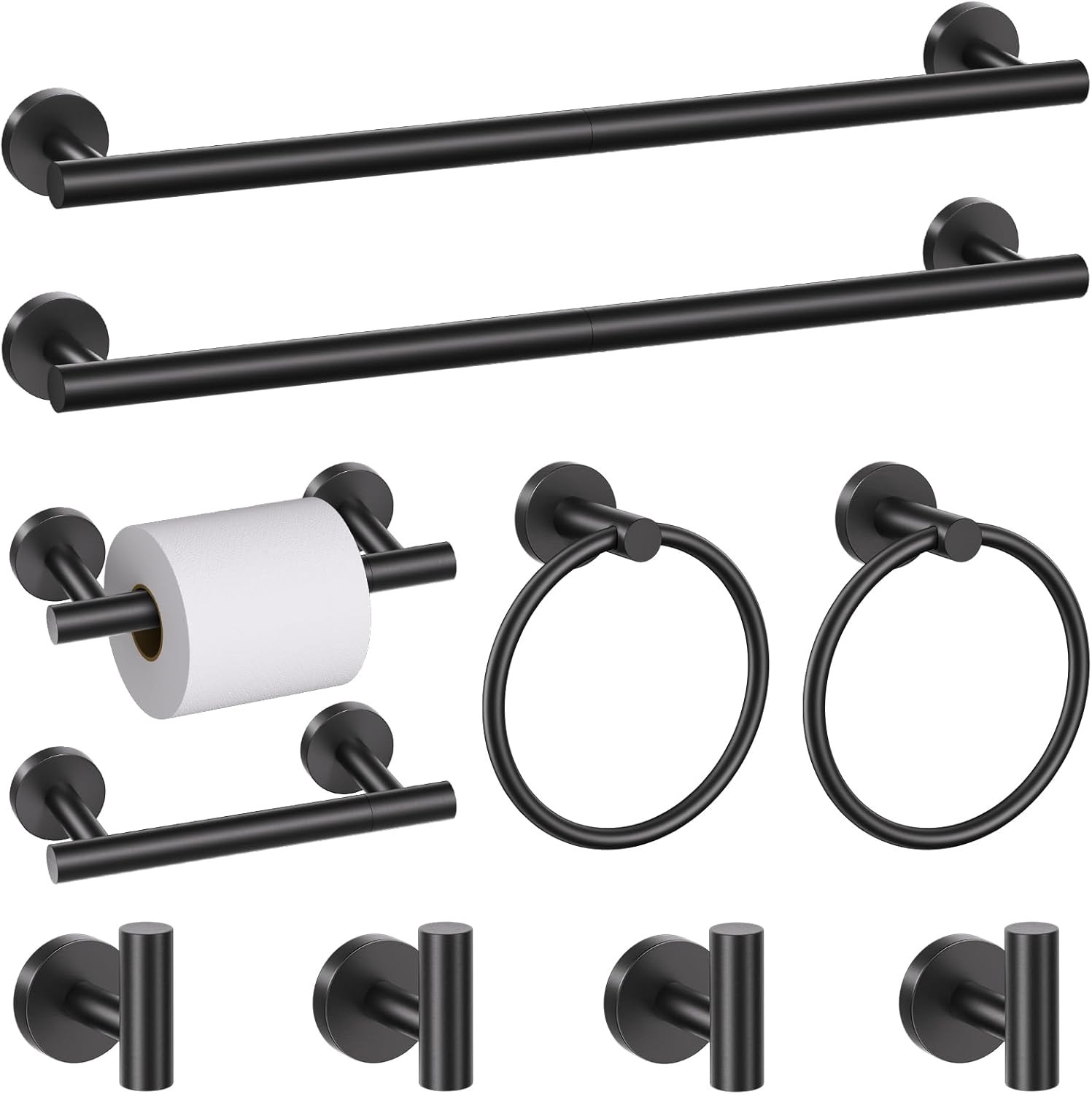 10 Pieces Matte Black Bathroom Hardware Accessories Towel Bar Set Black Towle Ra