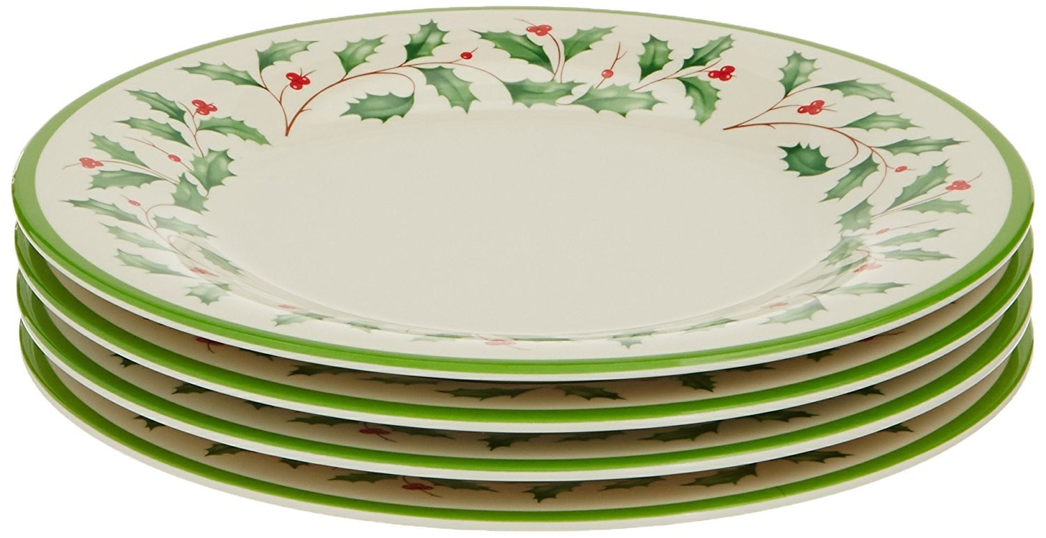 Lenox 863668 Holiday 4-Piece Melamine Accent Plate Set, 12 cubic inches, Christm
