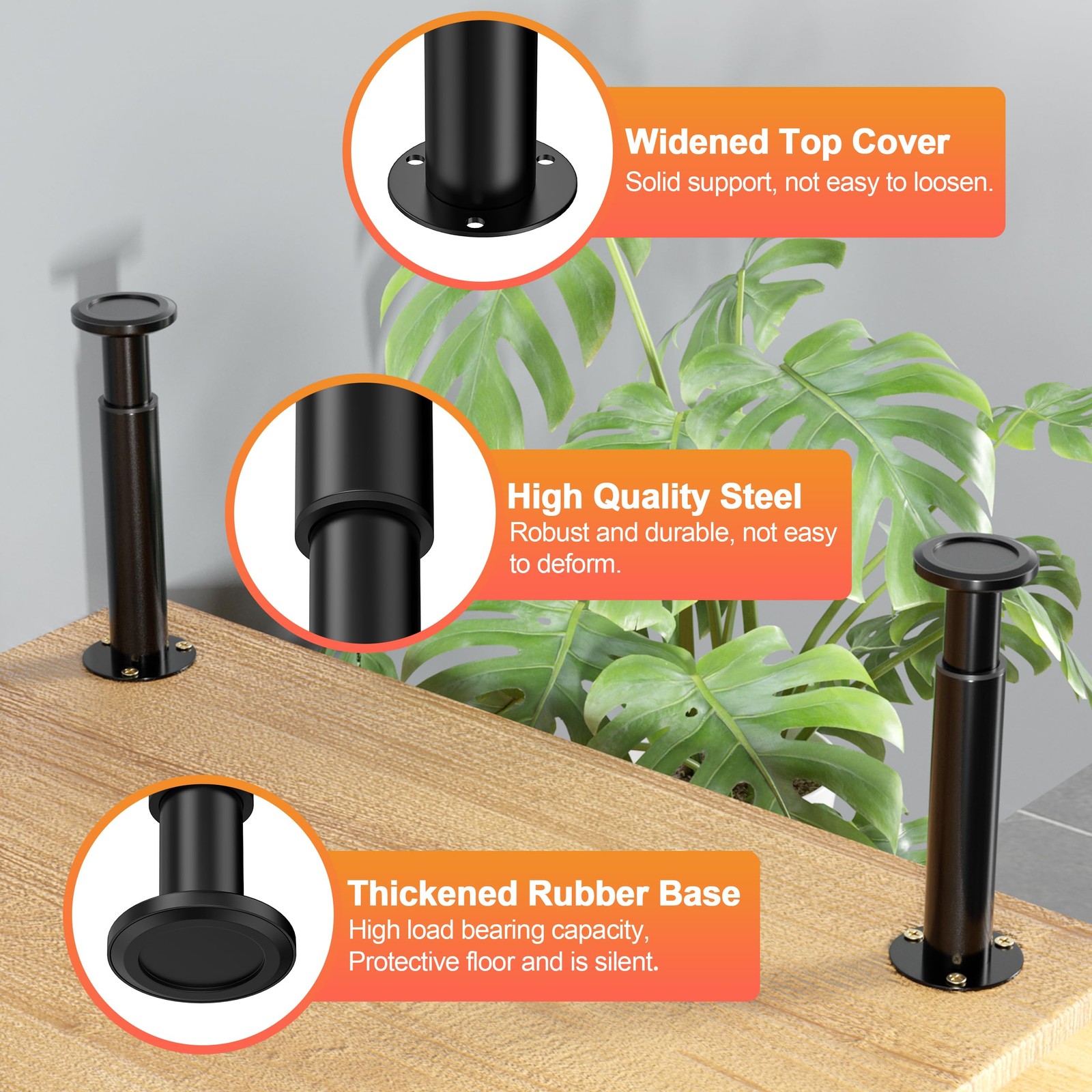 4 Pcs Metal Adjustable Furniture Legs 3.15-4.72 inch Adjustable Cabinet Legs