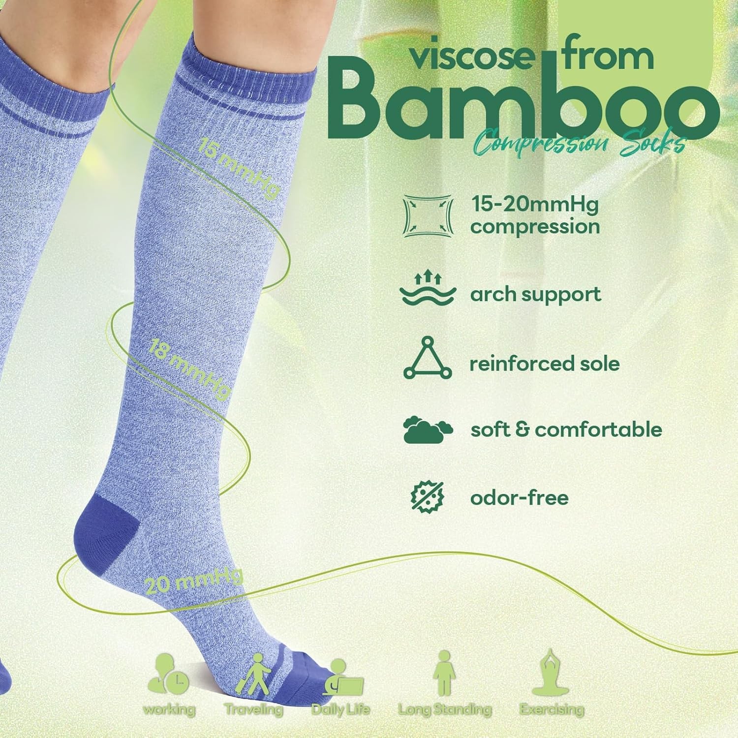 Compression Socks Small-Medium, I7-3pairs (Purple&lavender&turquoise)