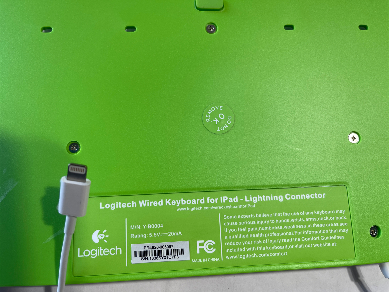 Logitech Wired Keyboard Y-B0004 For iPad/iPhone Lightning Connector 820-006097