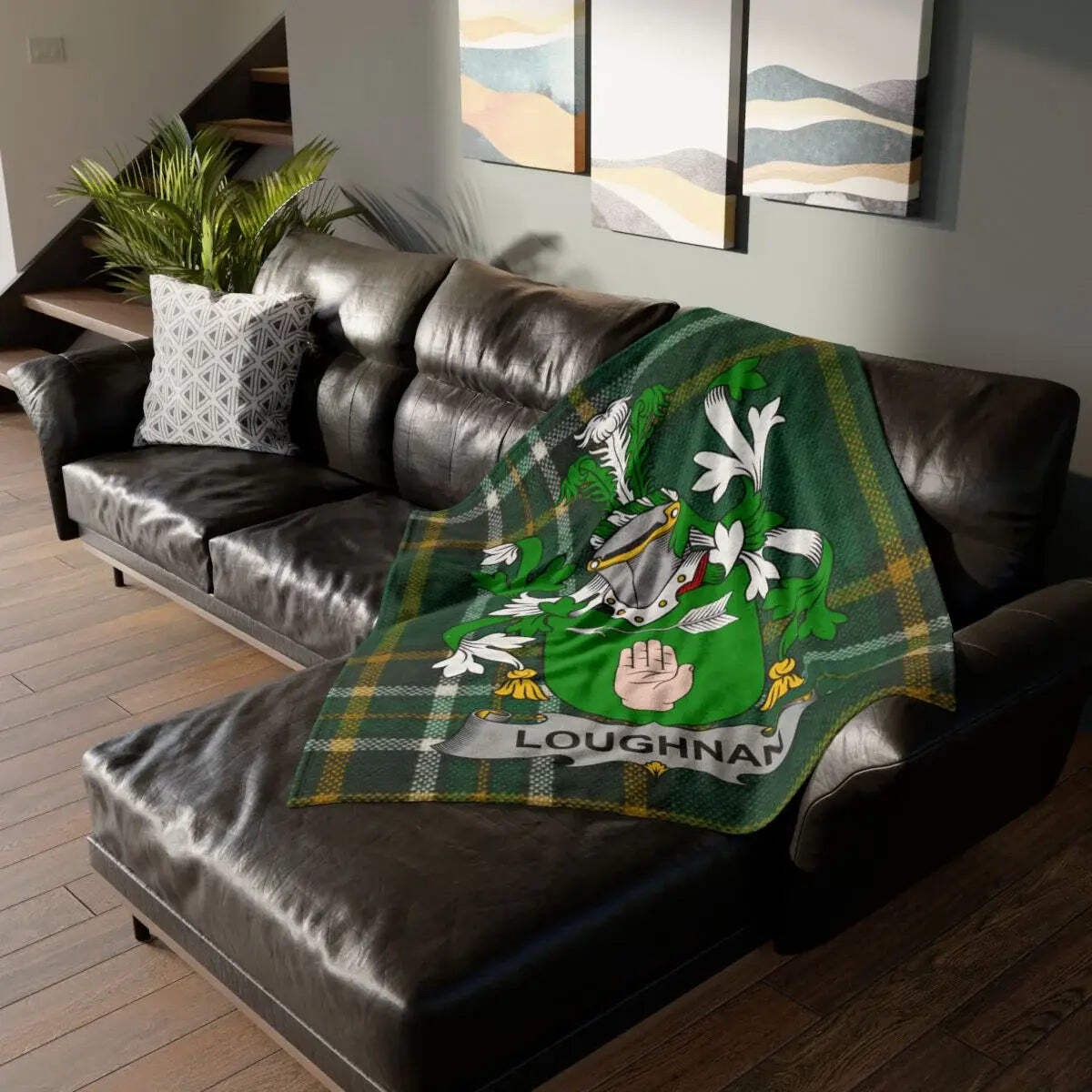 Loughnan Family Crest Irish Blanket