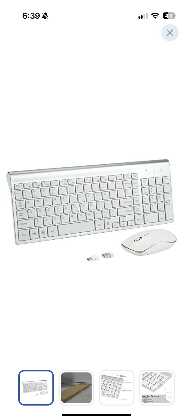 Wireless Keyboard and Mouse Combo with USB C & USB A Receiver-Full Size Type ...