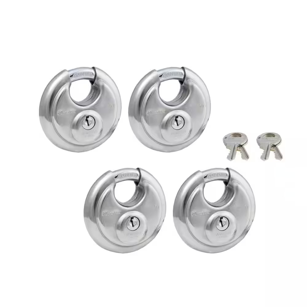 Contractor Pack: Outdoor Shrouded Heavy Duty Padlock with Key, 4 Pack