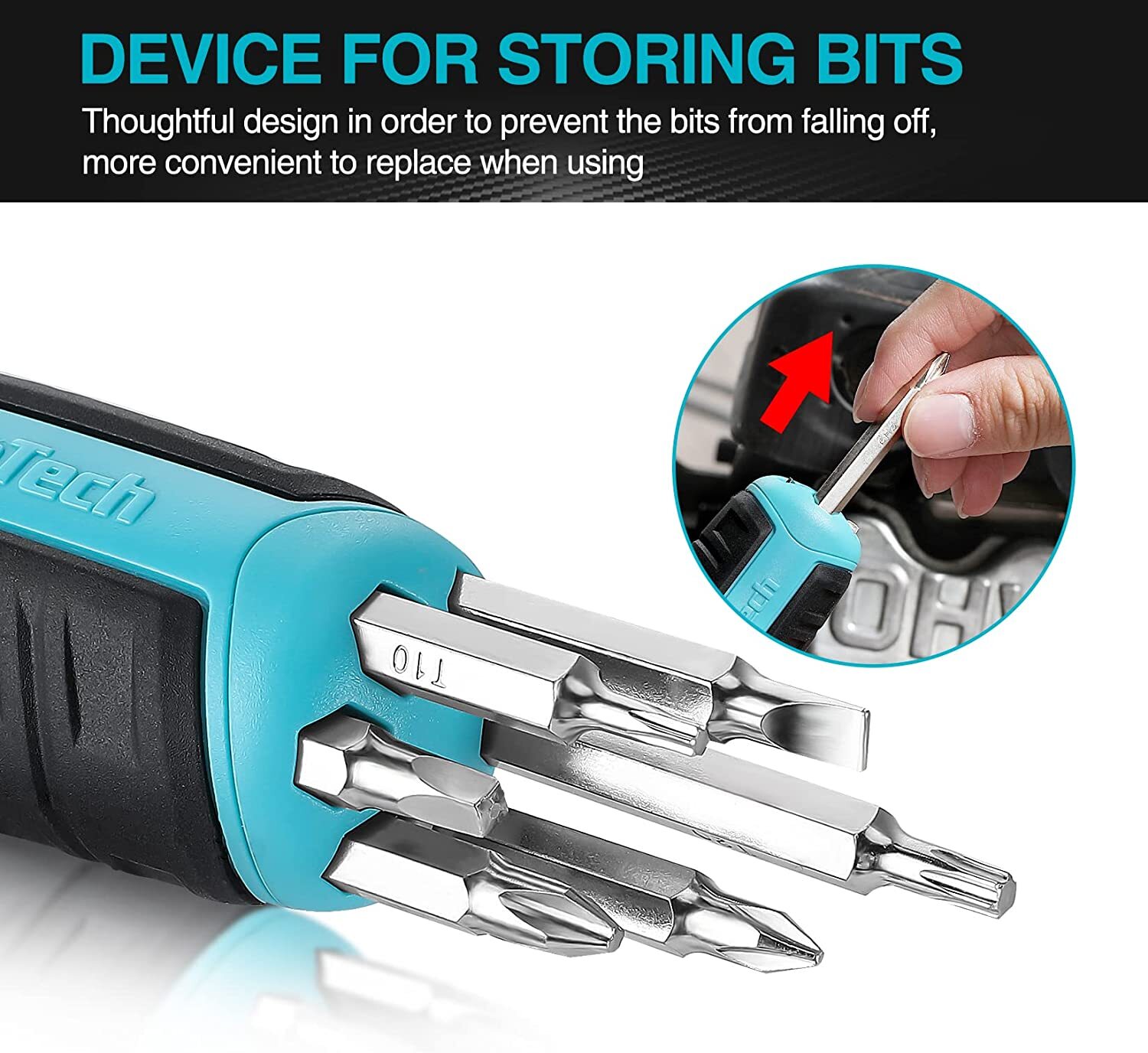 DURATECH 2PCs Ratcheting Screwdriver Set 12-in-1 Multi-bit Standard with Phillip
