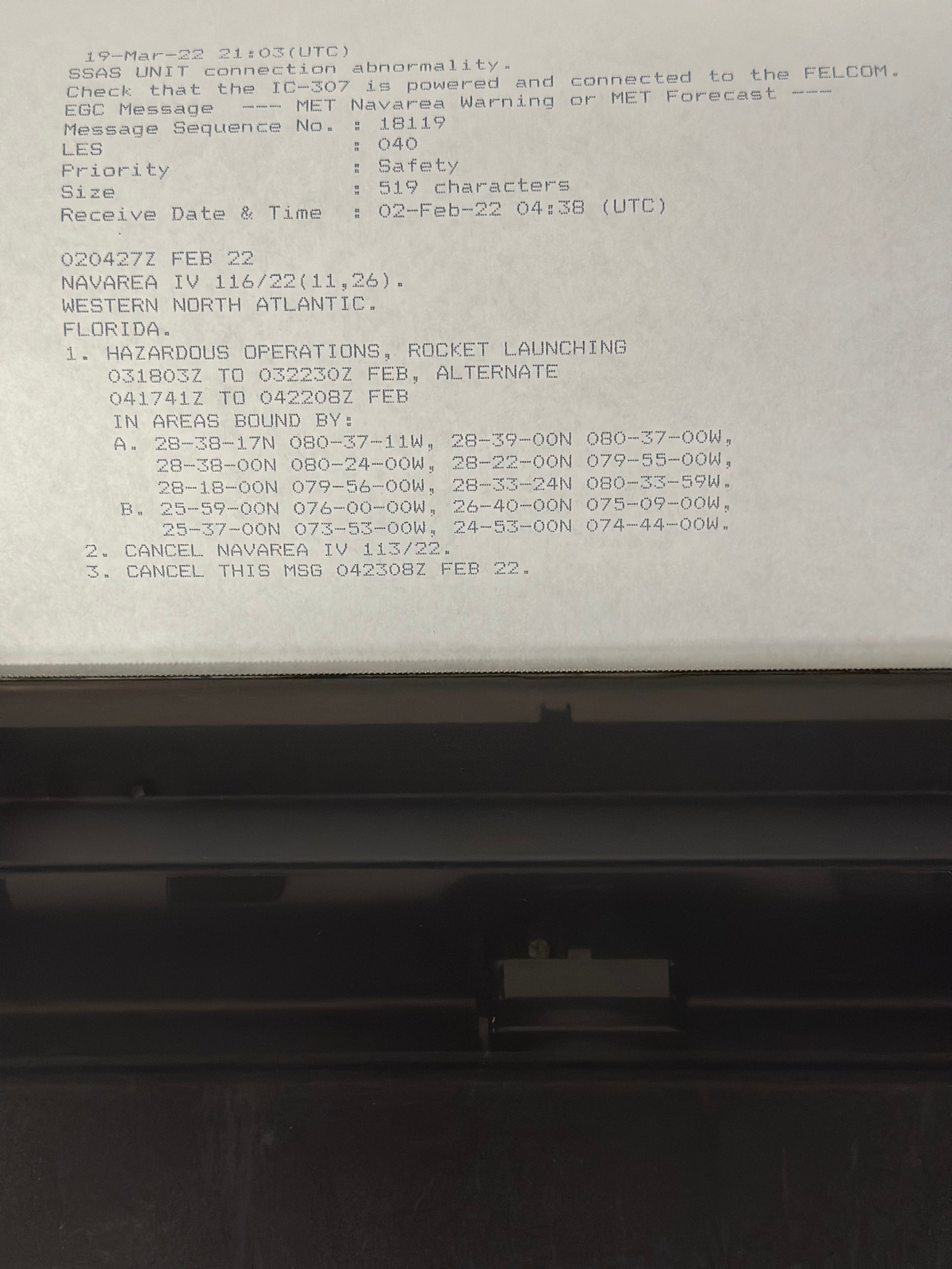 Furuno PP-520 GMDSS Printer Unit (Used)