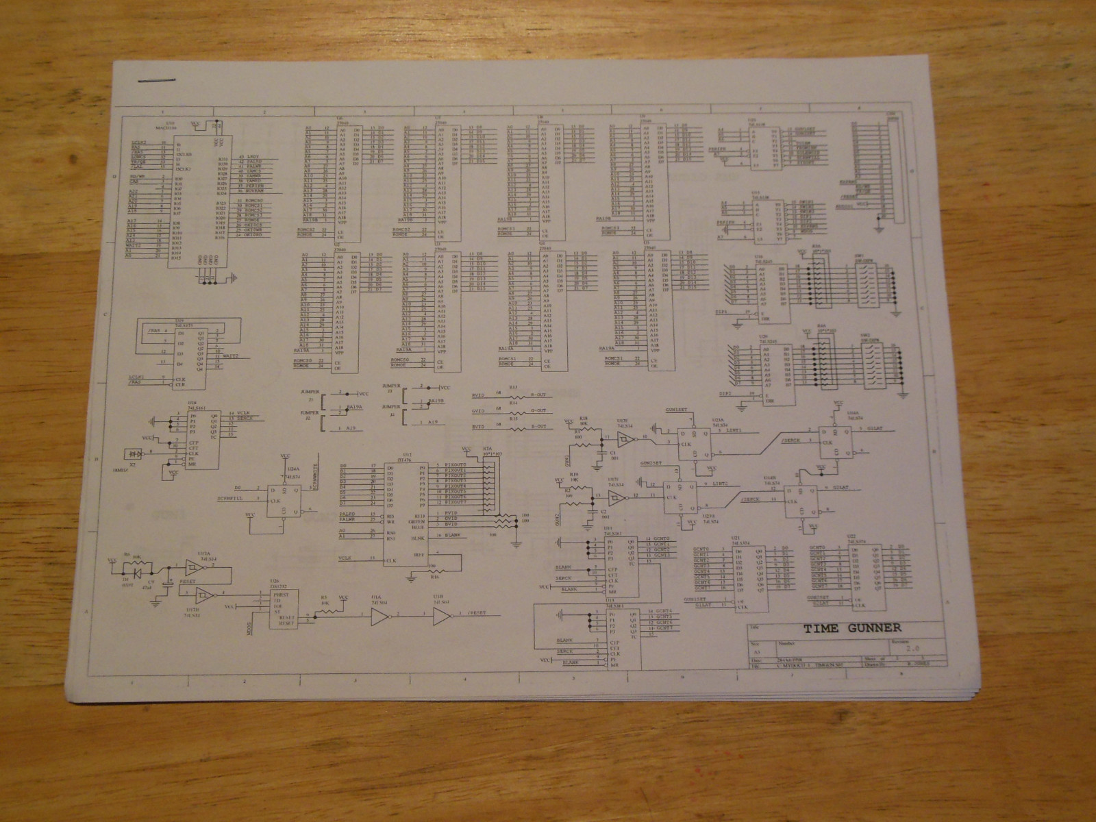 TIME GUNNER SCHEMATICS ONLY PHOTOCOPY    arcade video game    MANUAL