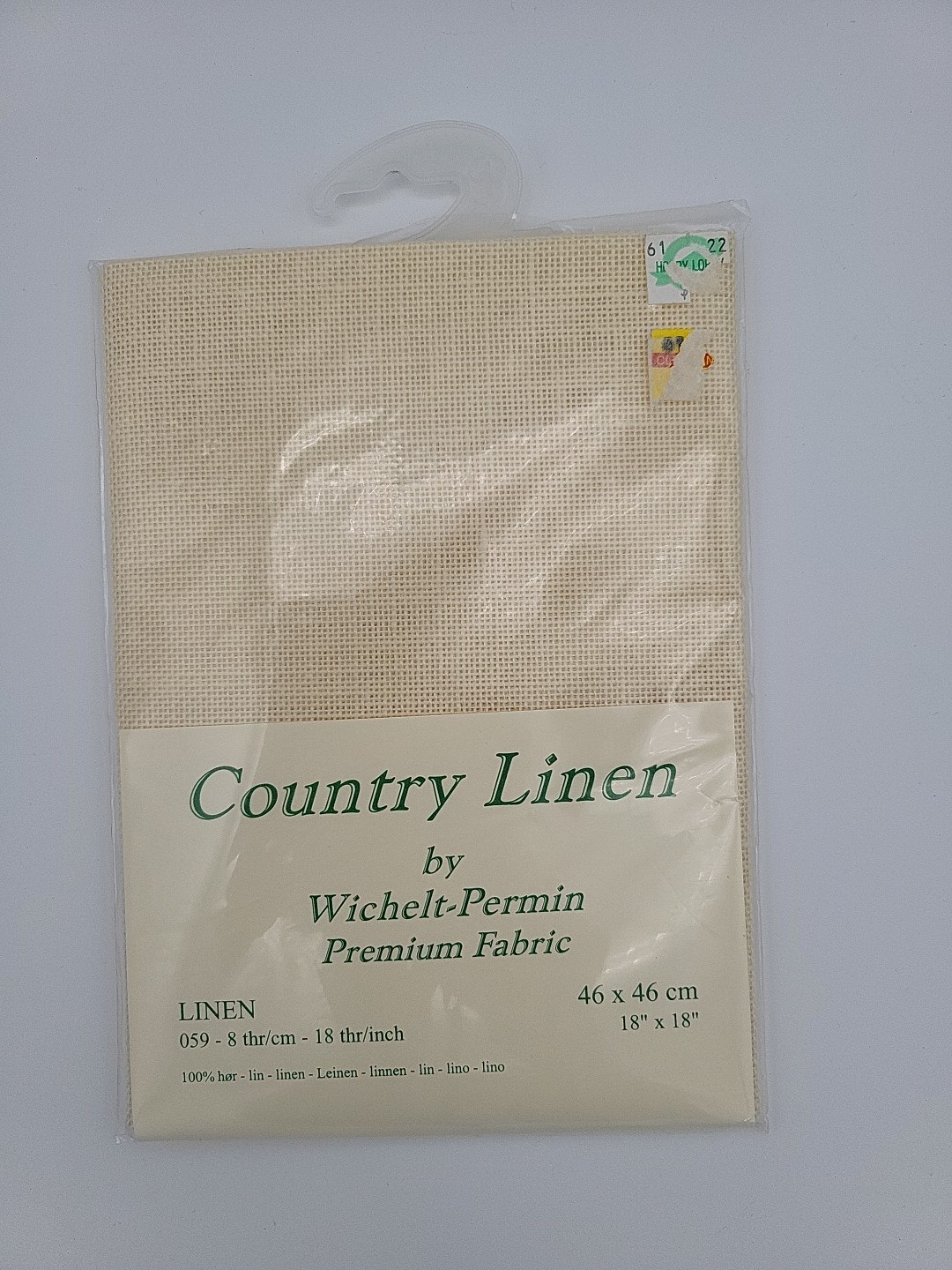 Wichelt Permin  Linen 18" x 18" Ivory Needlework Cross Stitch 18"Ct