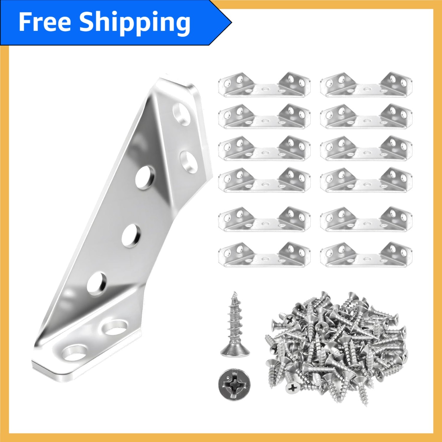 Stainless Steel Corner Brackets Set - 12 Heavy Duty Connectors for All Furniture