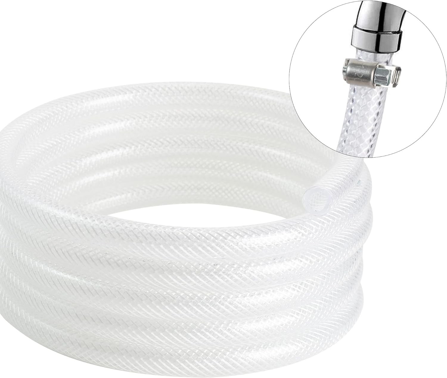 1/2’’ ID × 3/4’’ OD - 100 ft Clear Braided Hose 1/2'' I.D.,