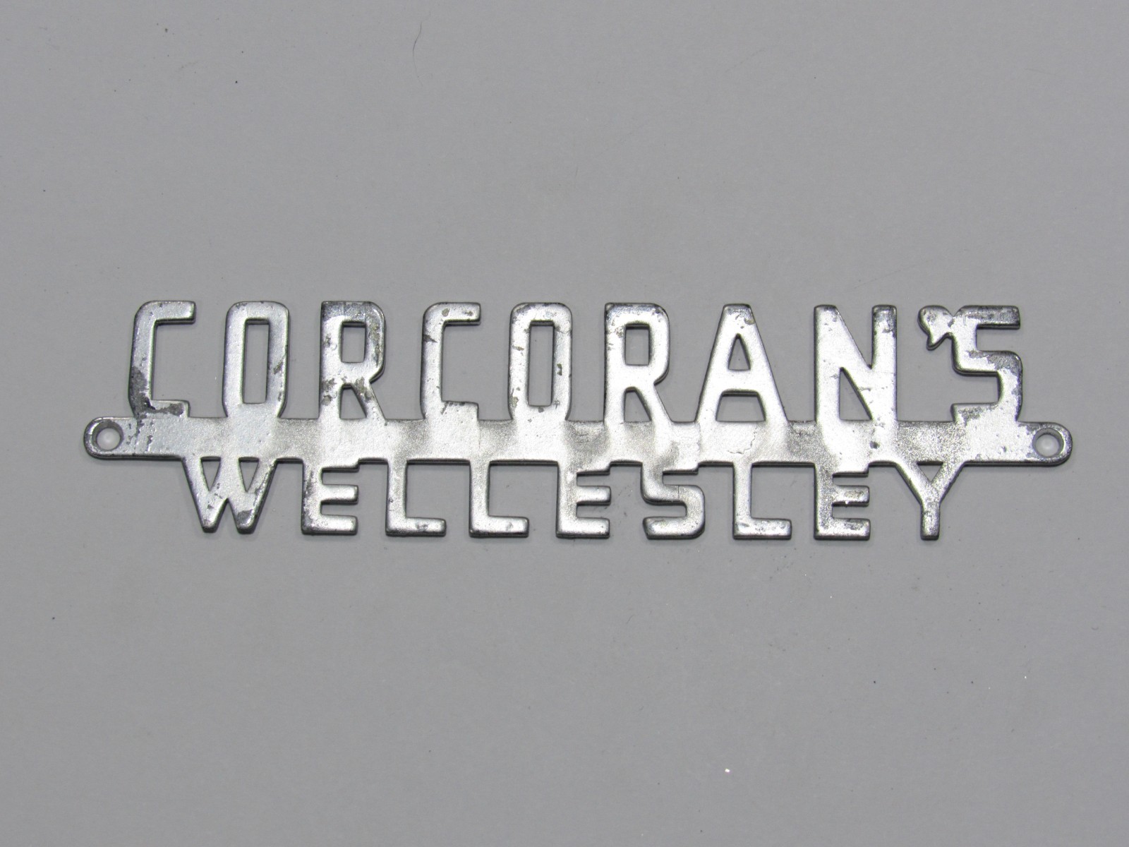 VTG Corcoran's Ford Wellesley Massachusetts Metal Dealership Badge Emblem Tag MA