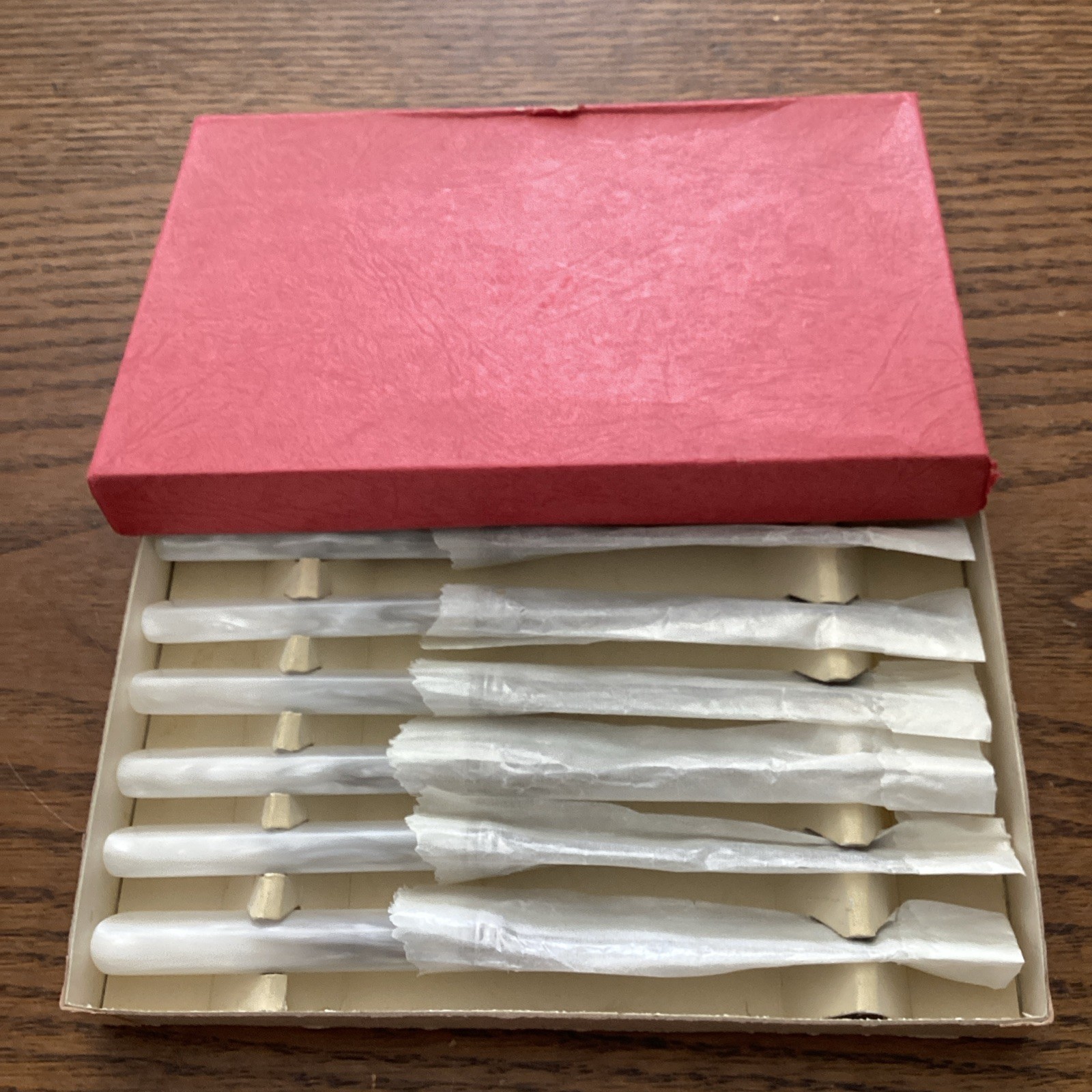 Vintage Sheffield Fruit knives Set of 6 Faux Pearl Handle Cutlery