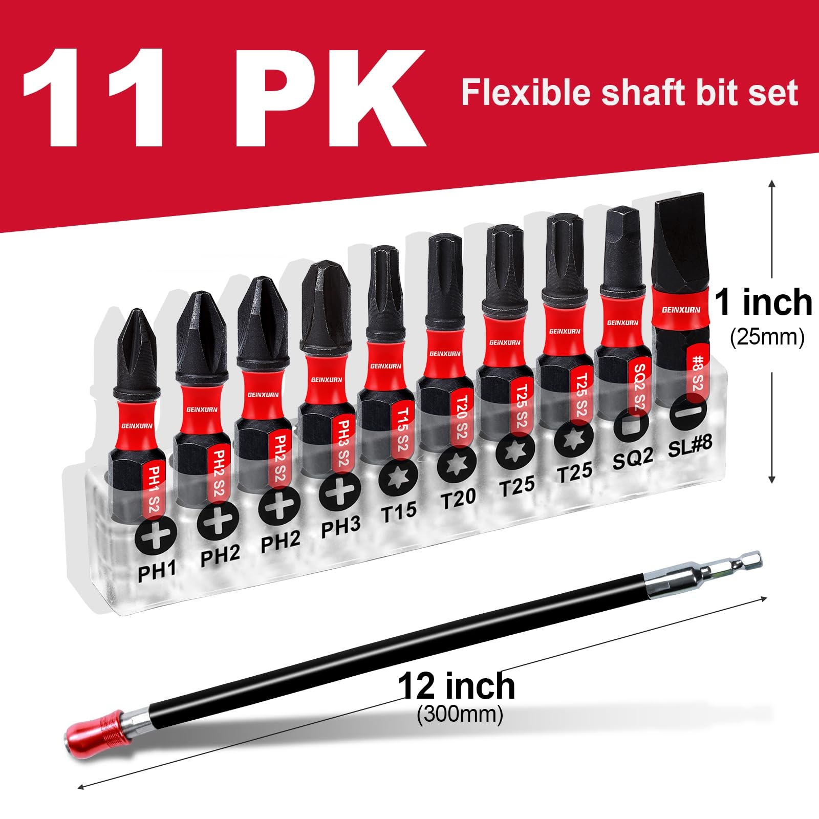 Geinxurn Flexible drill bit Extension Screwdriver Bit Holders, 1PACK Black