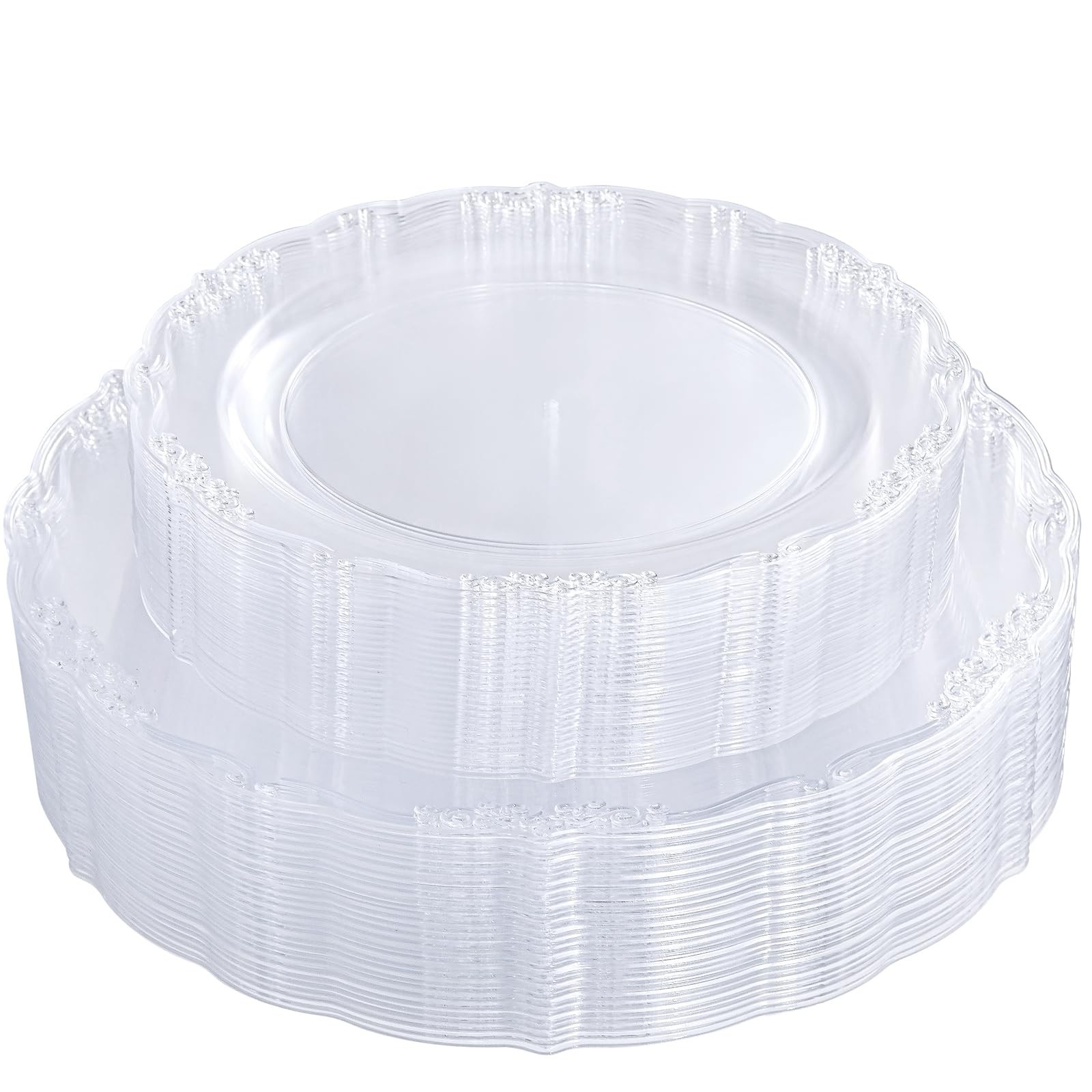 U-QE 60PCS Clear Plastic Plates for Party - Clear Plates Disposable Heavy Dut...