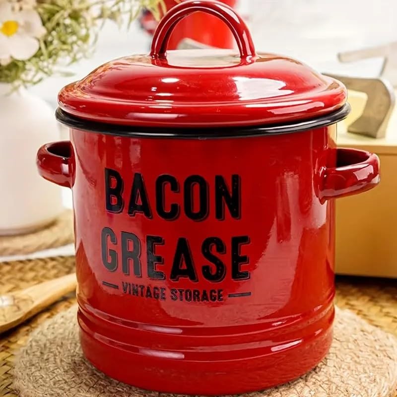 Bacon Grease Saver with Strainer – Emptycolor 46oz Grease Container for Kitch...