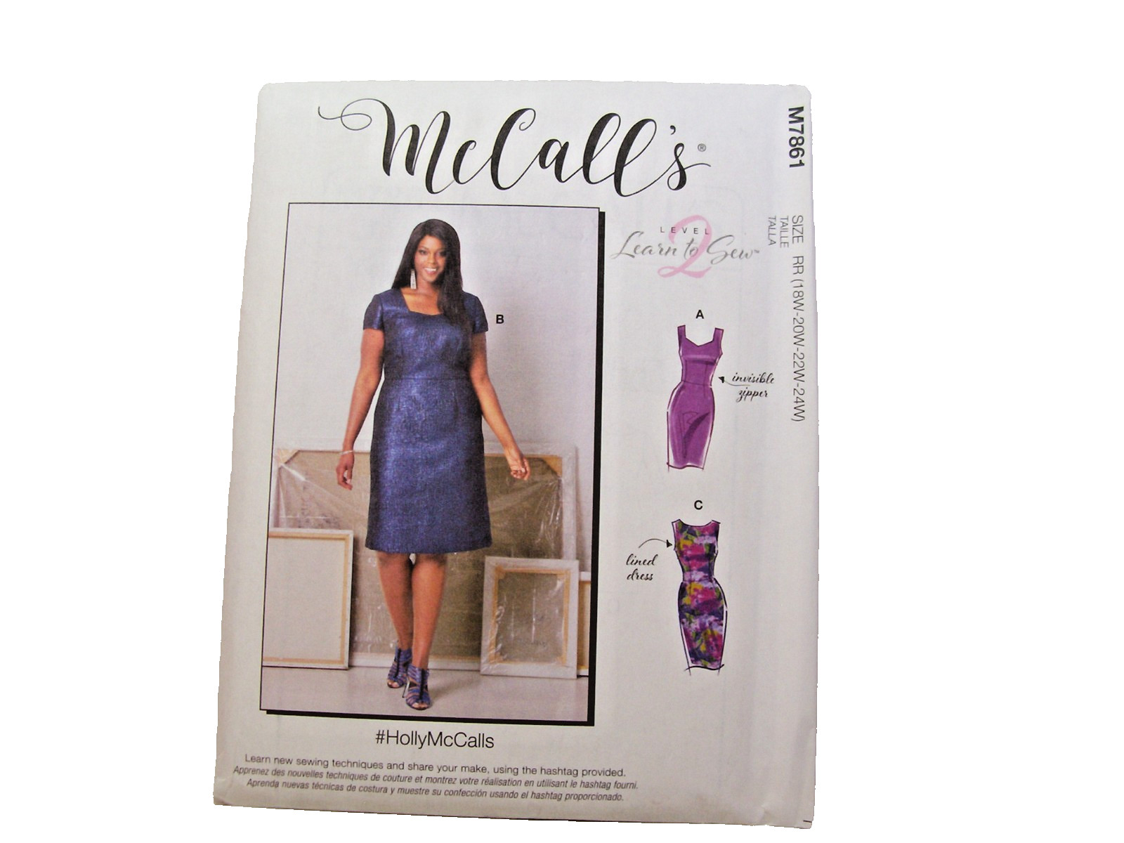McCall's Women's Dress Variations Uncut Pattern M7861 RR Plus Sizes 18W-24W B61