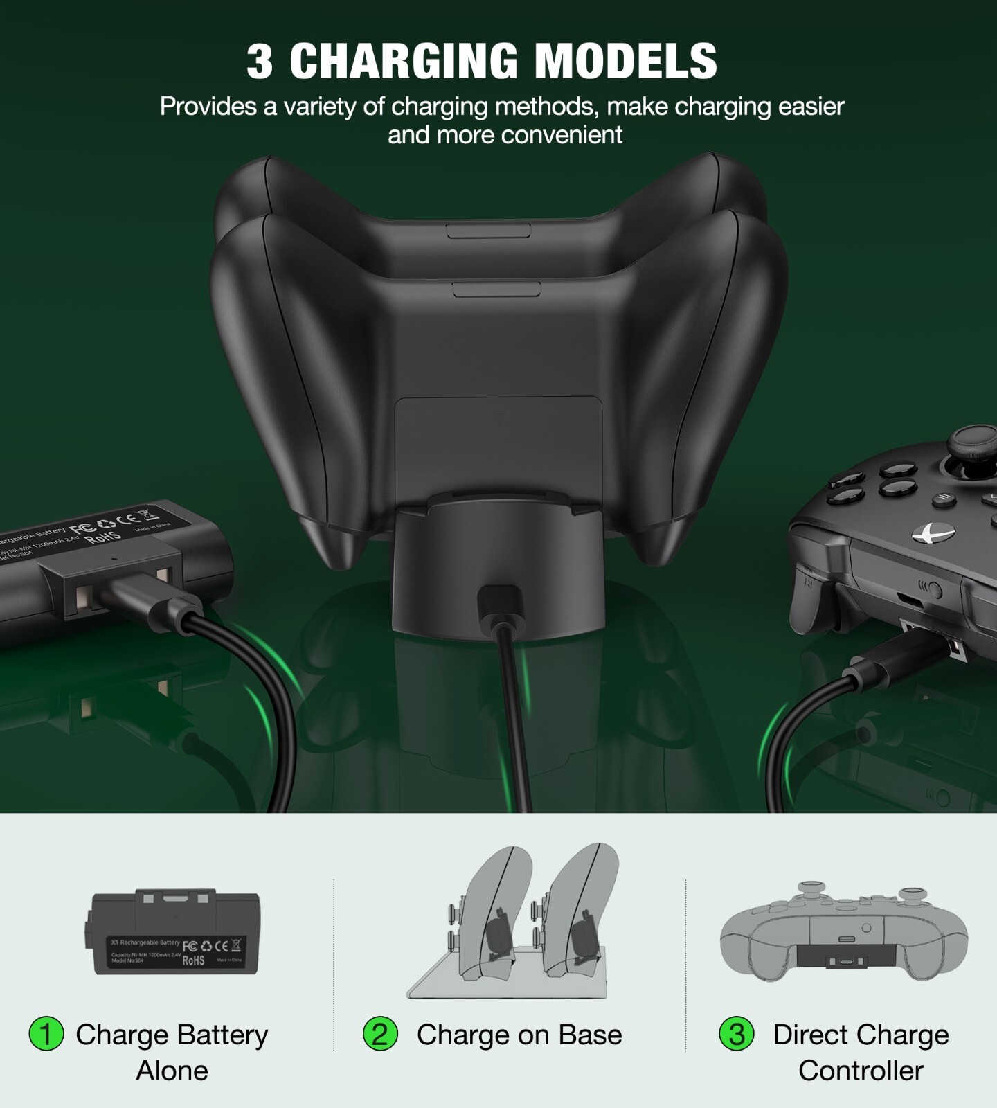 Rechargeable Battery Pack Charging Dock For Xbox One Elite/Series X S Controller