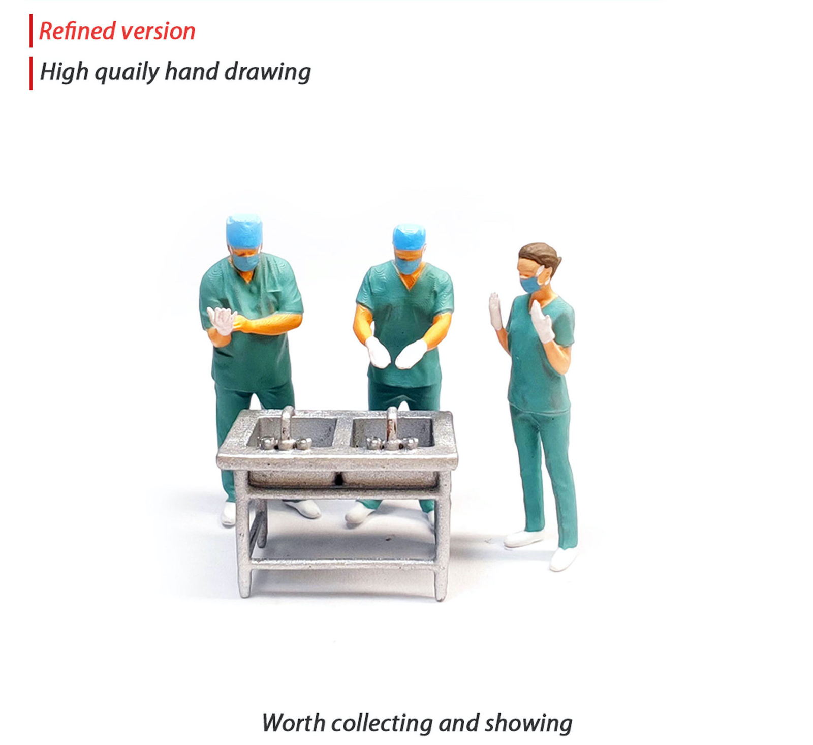 1:64 Painted Figure Mini Model Miniature Resin Diorama Doctor Nurse Preparing