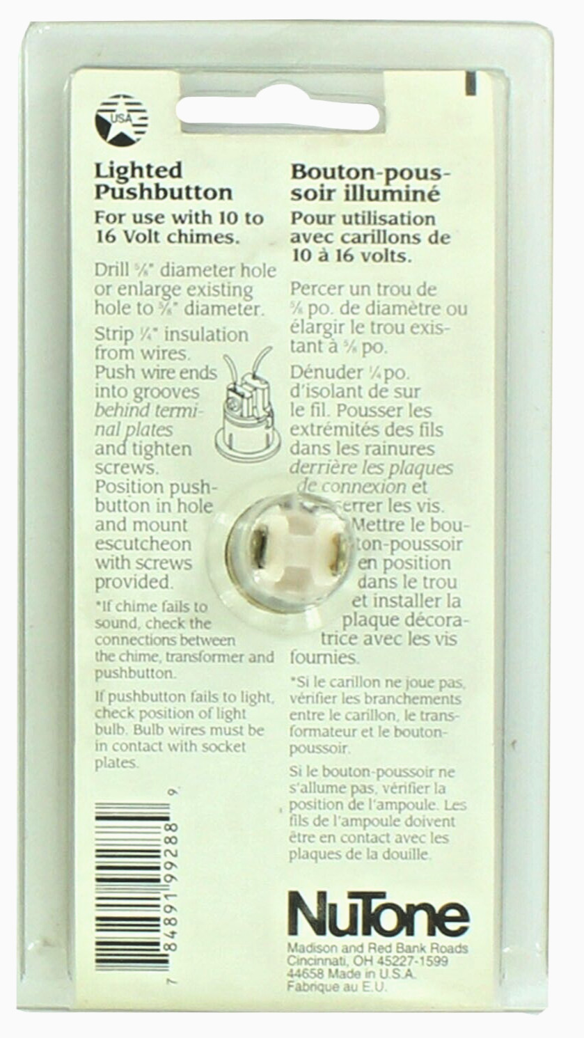 NUTONE PB-6-VLGL LIGHTED PUSHBUTTON - Gold Tone