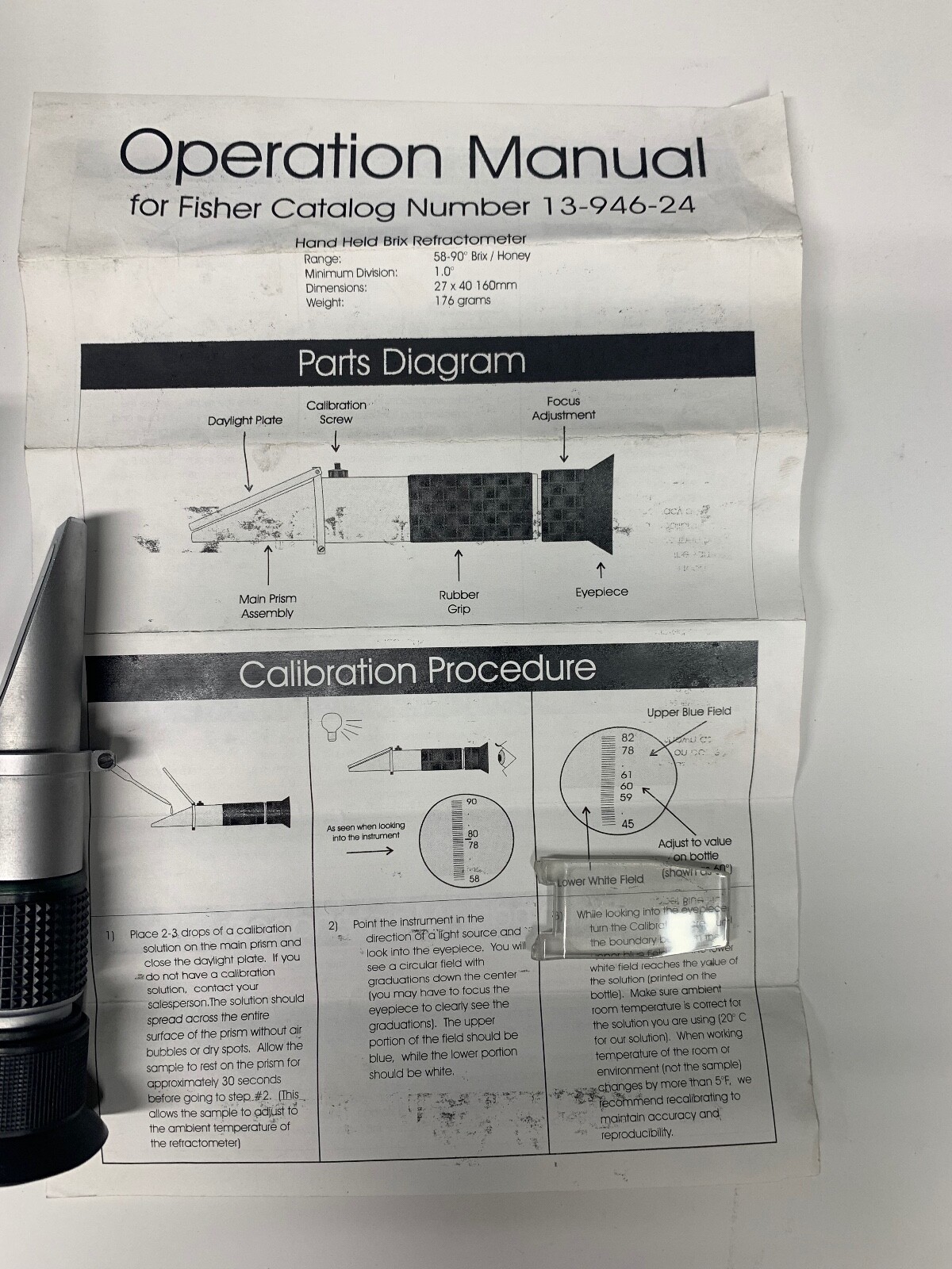 Fisher Scientific Hand Refractometer