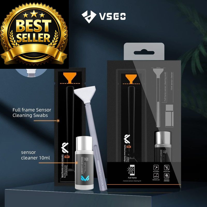 VSGO Full Frame Sensor Cleaning Kit, 12pcs Swabs & 10ml Black, White