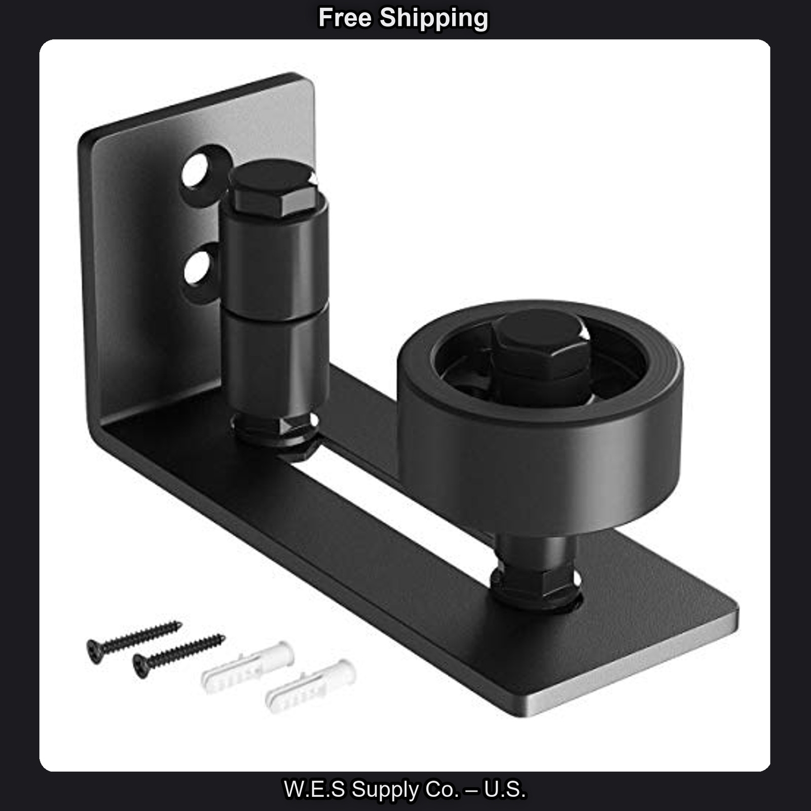 SMARTSTANDARD Adjustable Sliding Barn Door Floor Guide - Carbon Steel Black