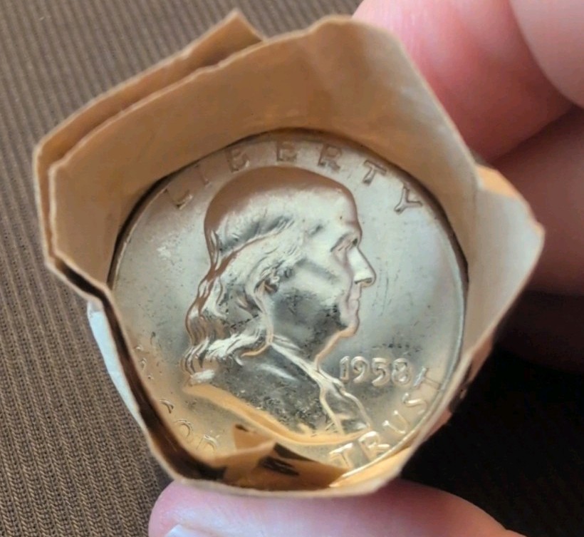 1958 Franklin Silver BU Half Dollar Original Roll of 20 Coins Choice BU   E0569